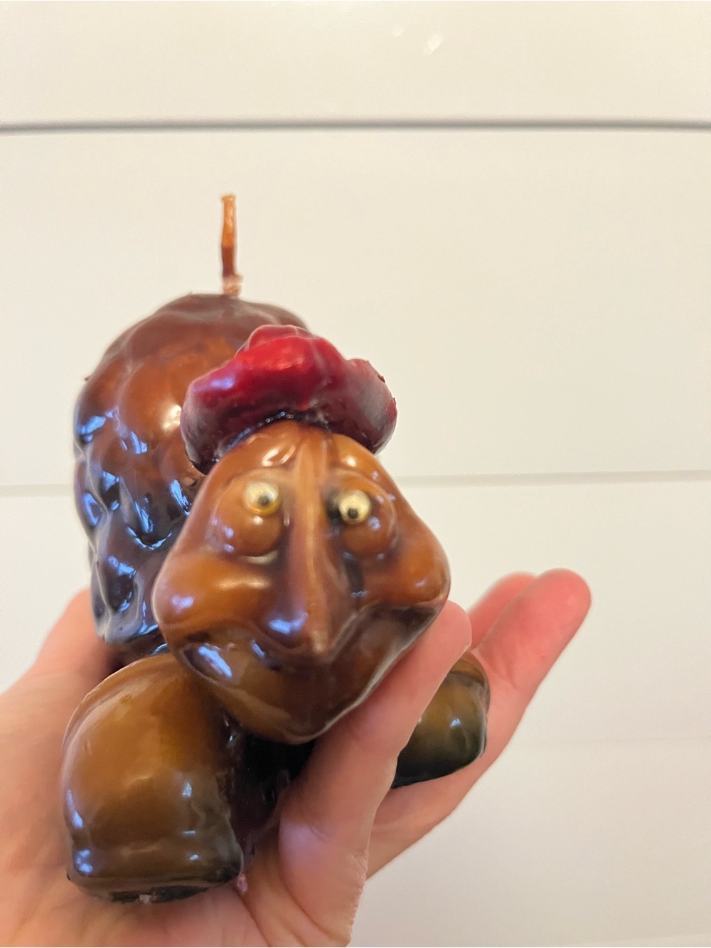 Vintage Retro Wax Turtle Candle Wiggle Eyes 70s 60s Hippie Kitschy Giggly Eyes